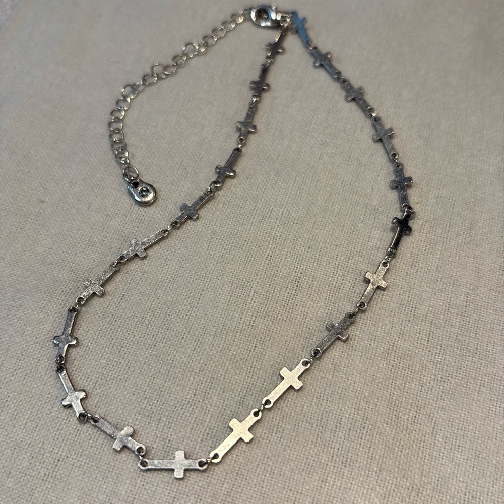 Silver Dainty Cross Necklace 14-16”